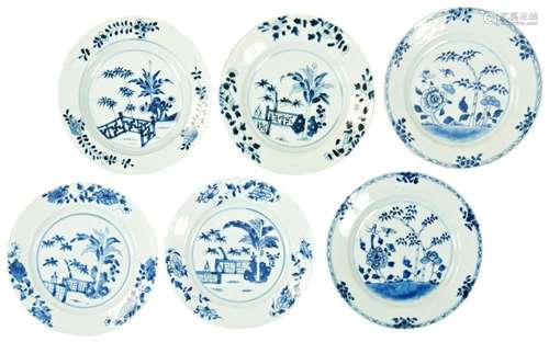 SET OF FOUR CHINESE EXPORT BLUE AND WHITE PLATES QIANLONG PE...