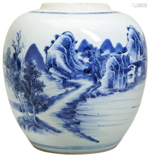 FINE CHINESE PORCELAIN BLUE & WHITE GINGER JAR KANGXI/YO...