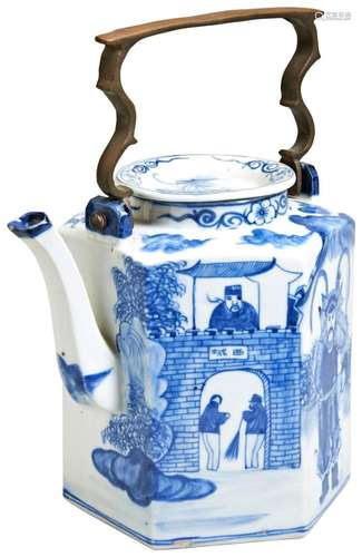 LARGE BLUE AND WHITE TEA OR PUNCH POT CHINESE MADE FOR THE V...