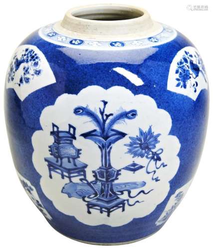 A BLUE AND WHITE GINGER JAR KANGXI PERIOD (1662-1722) the ov...