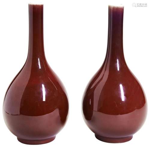 A PAIR OF COPPER-RED-GLAZED BOTTLE VASES QING DYNASTY, 18TH ...