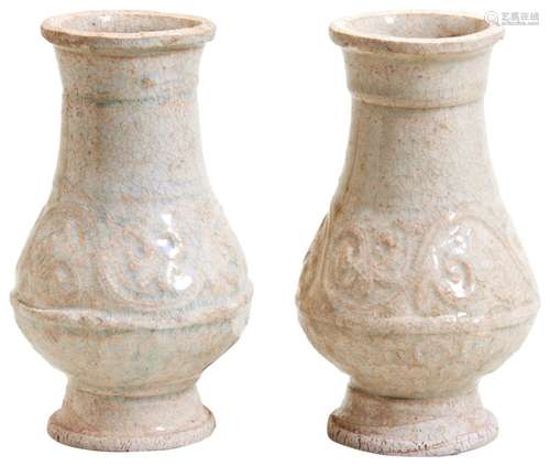 PAIR OF PALE CELADON VASES SONG DYNASTY OR LATER the baluste...