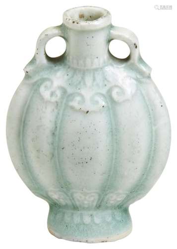 A CELADON GLAZED MINIATURE MOONFLASK QING DYNASTY, 19TH CENT...