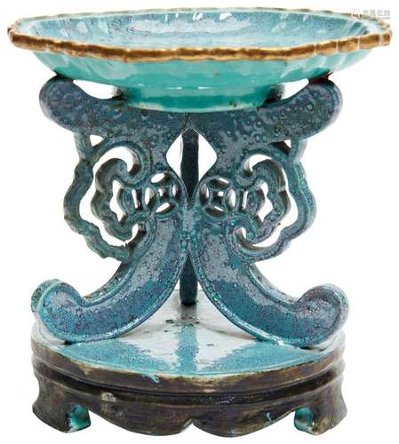 RARE ROBINS EGG-GLAZE STAND QING DYNASTY, 18TH / 19TH CENTUR...