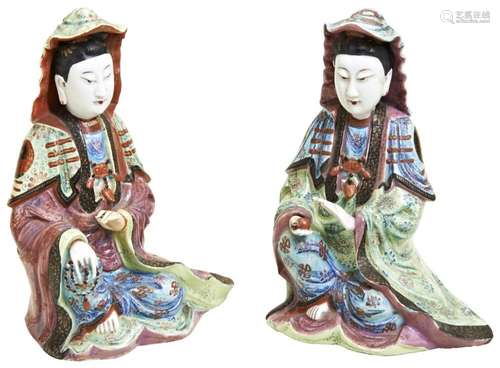 TWO CHINESE FAMILLE ROSE FIGURES OF GUANYIN  QING DYNASTY, 1...