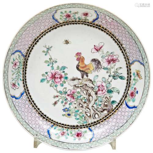 VERY FINE FAMILLE ROSE EGGSHELL SAUCER DISH YONGZHENG PERIOD...