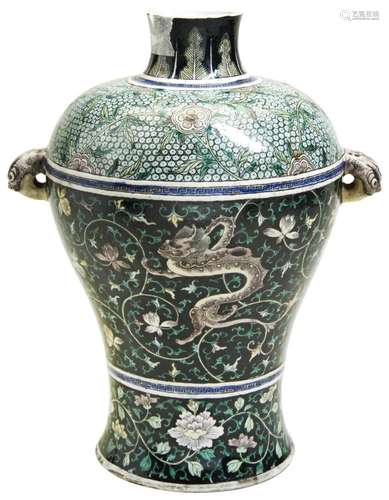 FAMILLE VERTE \'DRAGON\' VASE, MEIPING  QING DYNASTY, 19TH C...