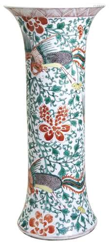 LARGE FAMILLE VERTE \'PHOENIX\' SLEEVE VASE QING DYNASTY, 19...