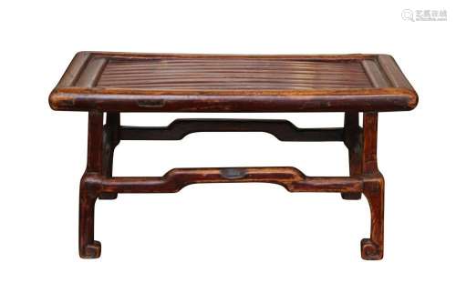 A CHINESE JUMU WOOD OFFERING TABLE WITH BAMBOO SLATS, SUZHOU...