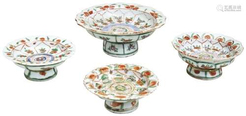 GROUP OF FOUR FOOTED PORCELAIN DISHES CHINESE MADE FOR THE T...