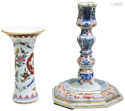 CHINESE IMARI CANDLESTICK KANGXI PERIOD (1662-1722) modelled...