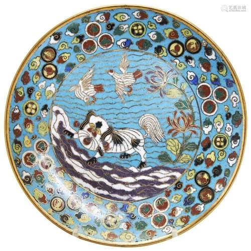 A SMALL CLOISONNE DISH JIAQING / DOAGUANG PERIOD  decorated ...