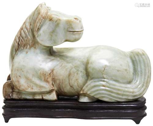 LARGE CARVED SOAPSTONE FIGURE OF A HORSE 20TH CENTURY modell...