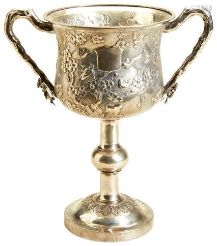 A LARGE CHINESE SILVER EXPORT CUP WOSHING, SHANGHAI, LATE 19...