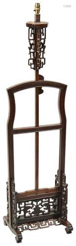 A CHINESE HARDWOOD LANTERN STAND LATE QING DYNASTY with open...