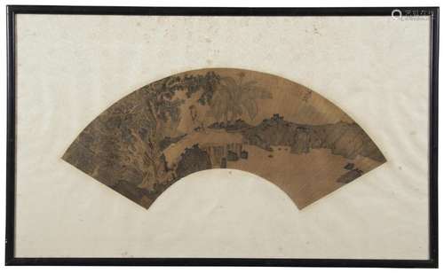 CHEN HONGSHOU A MOUNTED FAN PAINTING OF A SCHOLAR SELF-PORTR...