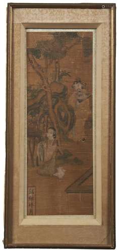 A SILK PAINTING OF DIAOCHAN WORSHIPPING THE MOON, UNKNOWN AR...