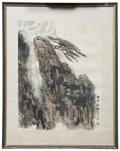 KUANG WANG (20TH CENTURY) \'PINE TREE ON A MOUNTAIN PEAK\' i...