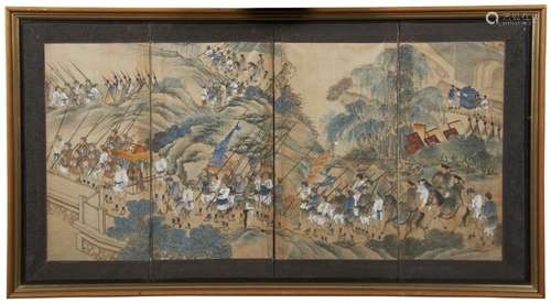 A PAINTING OF QING COURT OFFICIAL INSPECTION TOUR. QING DYNA...