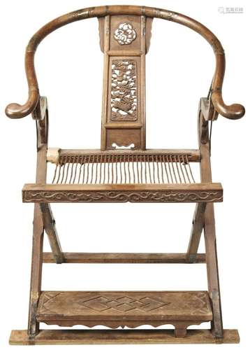 A JICHIMU HORSESHOE-BACK FOLDING ARMCHAIR, JIAOYI 19TH / 20T...