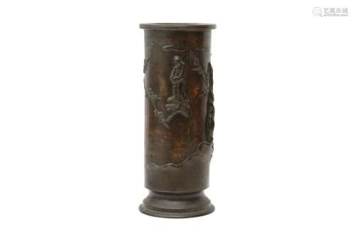 A CHINESE BRONZE 'IMMORTALS' VASE 銅雕仙人紋瓶