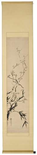 TSUBAKI CHINZAN (1801-1854) \'PRUNUS BLOSSOM\' ink on paper,...