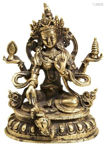 SMALL GILT-BRONZE FIGURE OF TARA 17TH / 18TH CENTURY cast se...