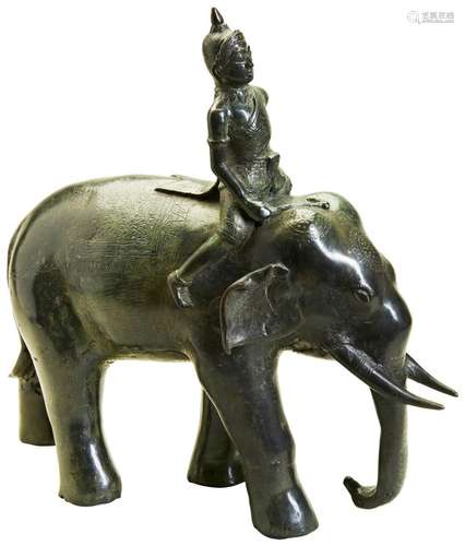 LARGE BRONZE FIGURE OF AN INDRA RIDING AN ELEPHANT  INDIA, L...