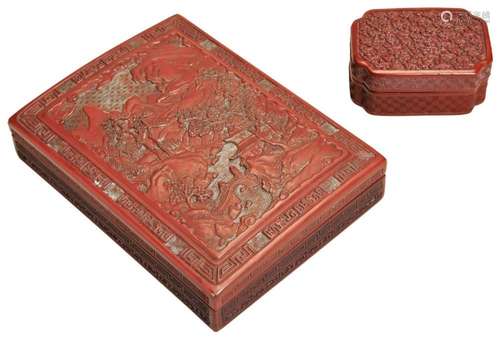 TWO CINNABAR LACQUER BOXES LATE QING / REPUBLIC PERIOD the l...