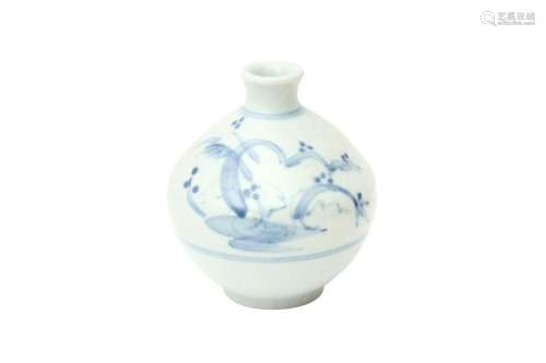 A SMALL BLUE AND WHITE KOREAN JAR