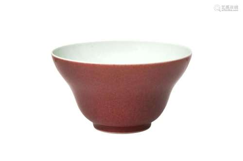 A CHINESE COPPER-RED OGEE BOWL 紅釉折腰盌