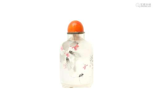 λ A CHINESE INSIDE-PAINTED SNUFF BOTTLE 十九或二十世紀 春蟬玻...