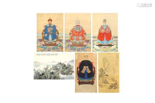 A GROUP OF CHINESE PAINTINGS 人物立軸及山水圖一組
