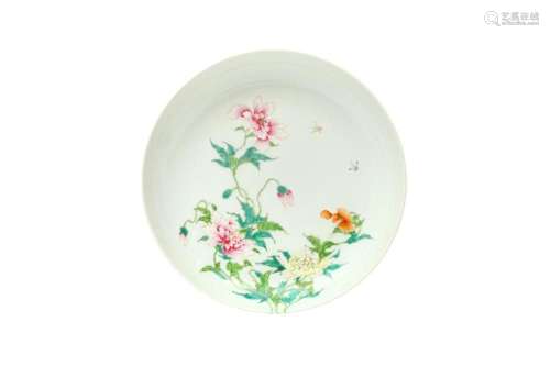 A CHINESE FAMILLE-ROSE 'PEONIES' DISH 粉彩牡丹紋盤 《大清雍正...