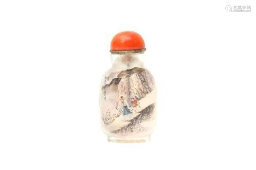 λ A CHINESE INSIDE-PAINTED SNUFF BOTTLE 十九或二十世紀 踏雪尋...