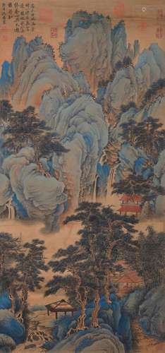 CHINESE SCROLL PAINTING OF MOUNTAIN VIEWS SIGNED BY SHENZHOU