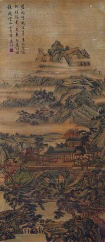 CHINESE SCROLL PAINTING OF MOUNTAIN VIEWS SIGNED BY WEN ZHEN...