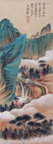 CHINESE SCROLL PAINTING OF MOUNTAIN VIEWS SIGNED BY ZHANG DA...