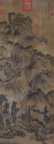 CHINESE SCROLL PAINTING OF MOUNTAIN VIEWS SIGNED BY WANGMENG