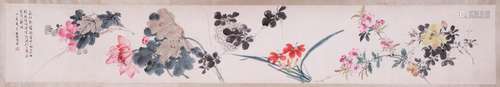 CHINESE HANDSCROLL PAINTING OF FLOWER SIGNED BY LIN HUIYIN