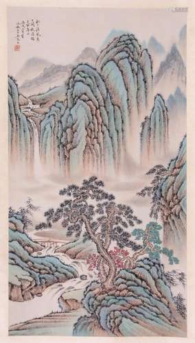 CHINESE SCROLL PAINTING OF MOUNTAIN VIEWS SIGNED BY WU QINMU