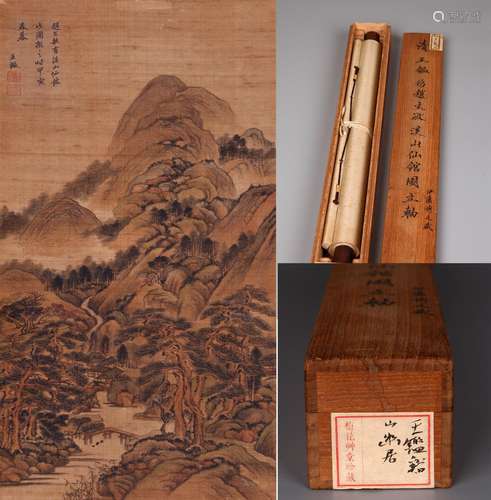 CHINESE SCROLL PAINTING OF MOUNTAIN VIEWS SIGNED BY WANGJIAN