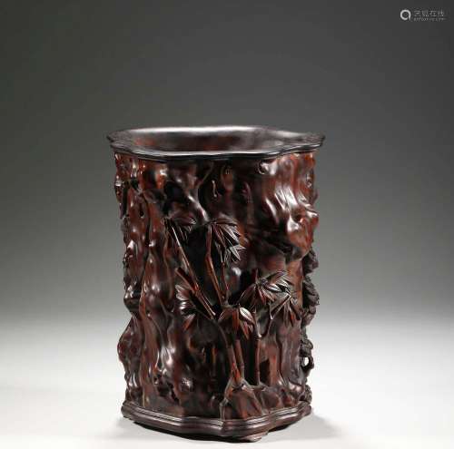 A ROOTWOOD BRUSHPOT.BITONG