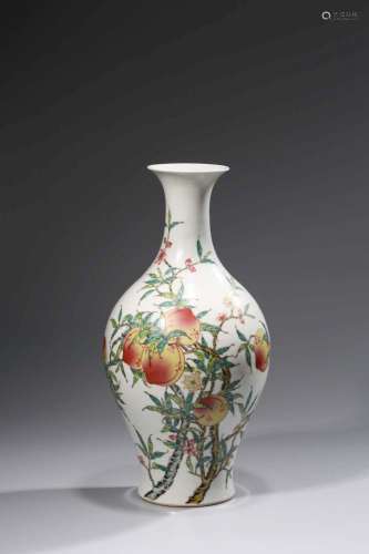 A FAMILLE-ROSE 'PEACH' VASE.MARK OF YONGZHENG