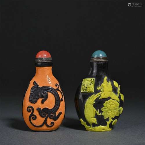 TWO OF BEIJING GLASS SNUFF BOTTLES