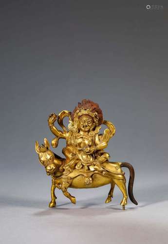 A GILT-BRONZE FIGURE OF PALDEN LHAMO