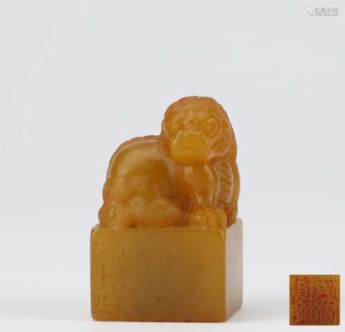 A CRAVED SOAPSTONE 'LION' SEAL