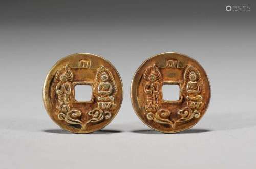 TWO OF GILT-SILVER COINS