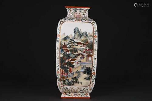 A FAMILLE-ROSE VASE.MARK OF QIANLONG