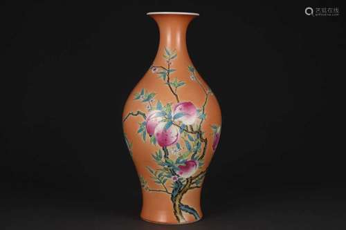 A FAMILLE-ROSE 'PEACH' VASE.MARK OF KANGXI